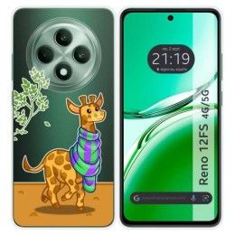 Funda Silicona Transparente para Oppo Reno 12FS 4G / 12 FS 5G diseño Jirafa Dibujos