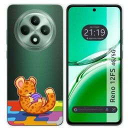 Funda Silicona Transparente para Oppo Reno 12FS 4G / 12 FS 5G diseño Leopardo Dibujos