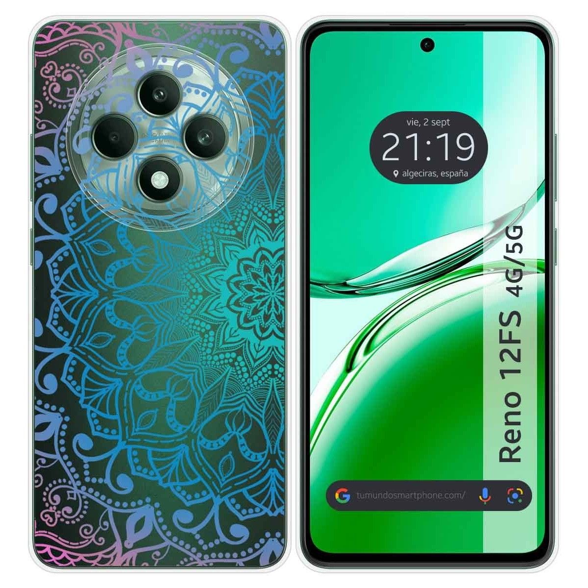 Funda Silicona Transparente para Oppo Reno 12FS 4G / 12 FS 5G diseño Mandala Dibujos