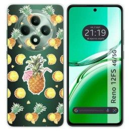 Funda Silicona Transparente para Oppo Reno 12FS 4G / 12 FS 5G diseño Piña Dibujos