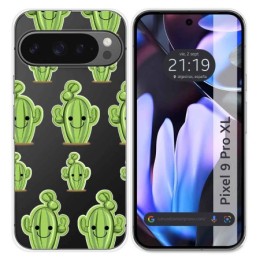 Funda Silicona Transparente para Google Pixel 9 Pro XL 5G diseño Cactus Dibujos