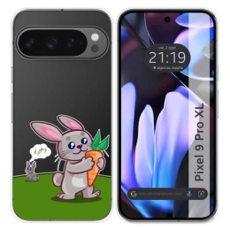 Funda Silicona Transparente para Google Pixel 9 Pro XL 5G diseño Conejo Dibujos