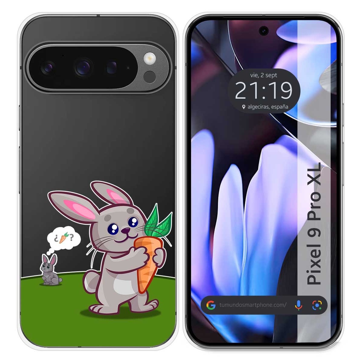 Funda Silicona Transparente para Google Pixel 9 Pro XL 5G diseño Conejo Dibujos