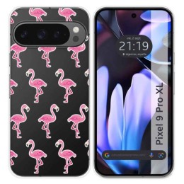 Funda Silicona Transparente para Google Pixel 9 Pro XL 5G diseño Flamenco Dibujos