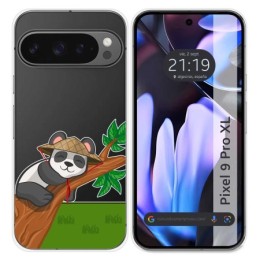 Funda Silicona Transparente para Google Pixel 9 Pro XL 5G diseño Panda Dibujos