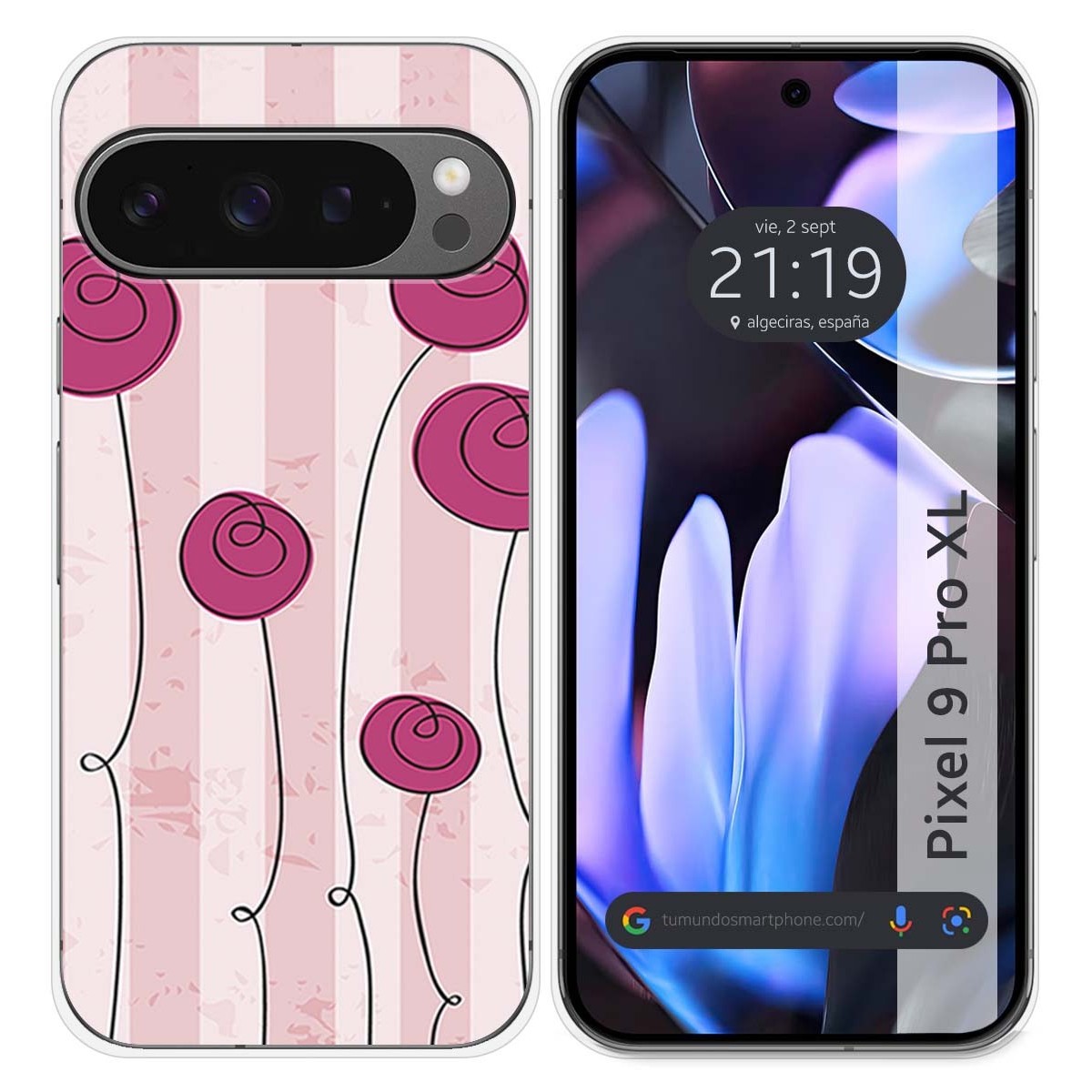 Funda Silicona para Google Pixel 9 Pro XL 5G diseño Flores Vintage Dibujos