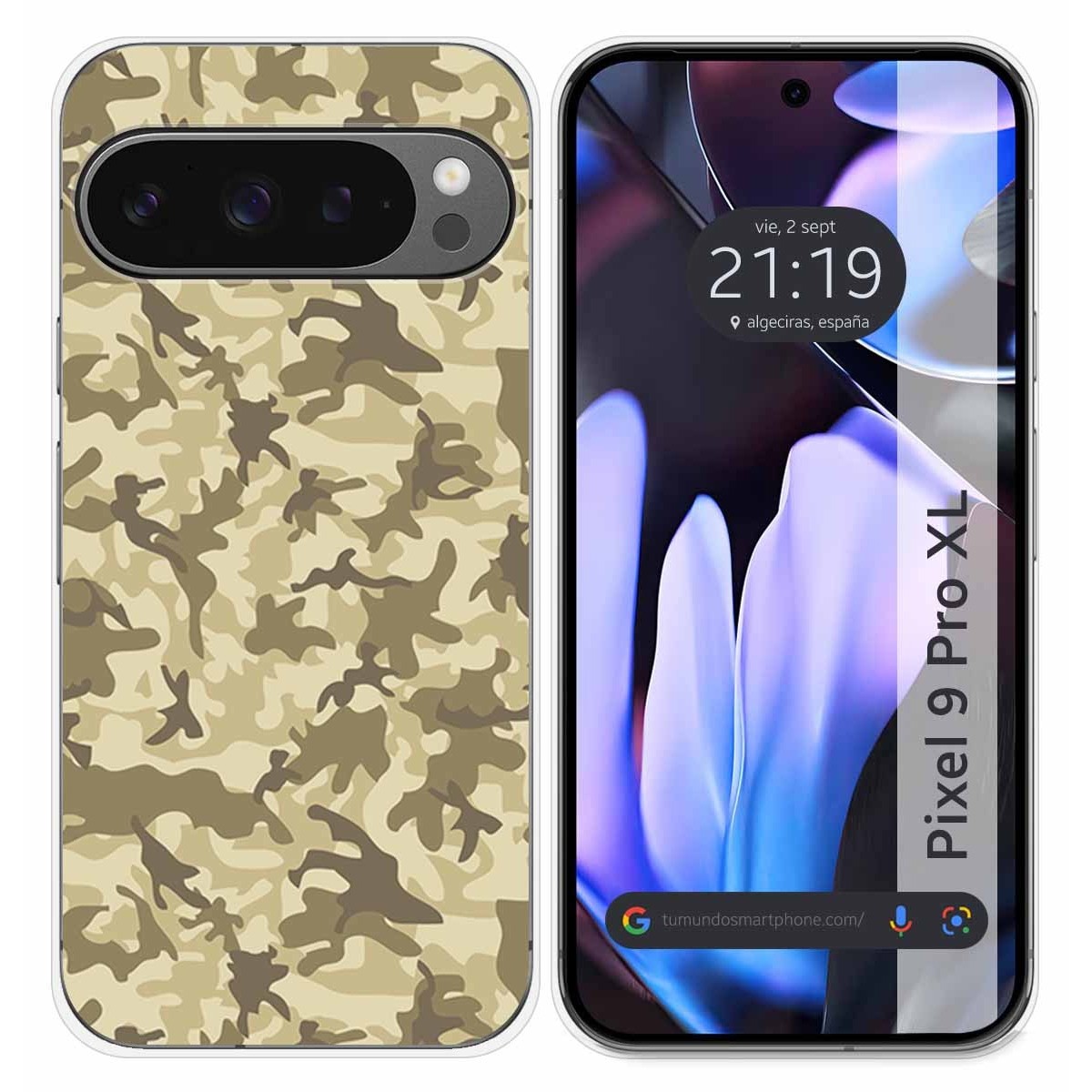 Funda Silicona para Google Pixel 9 Pro XL 5G diseño Sand Camuflaje Dibujos