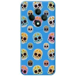 Funda Silicona Líquida Azul para Oppo Reno 12F 4G / 12 F 5G diseño Catrina Dibujos