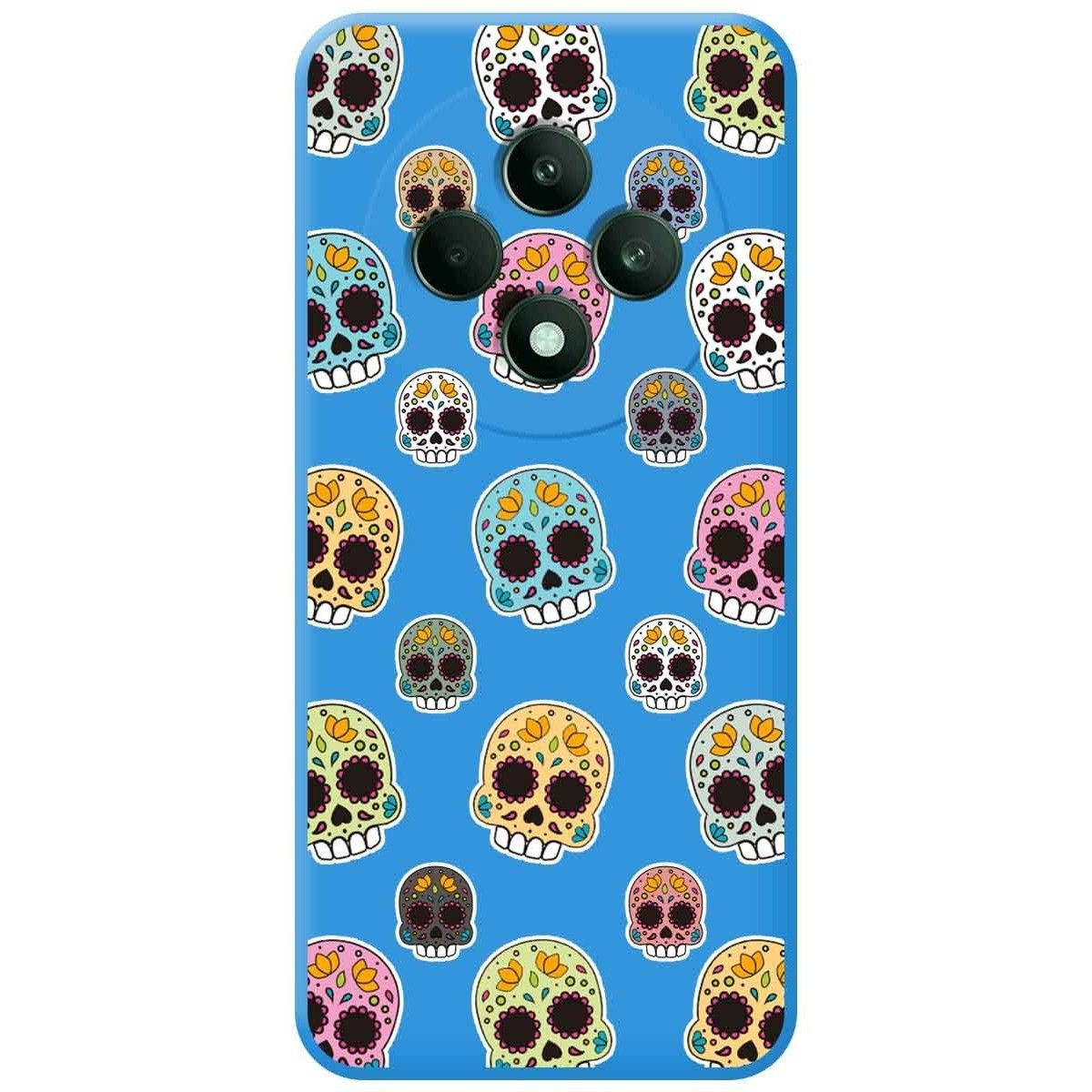 Funda Silicona Líquida Azul para Oppo Reno 12F 4G / 12 F 5G diseño Catrina Dibujos