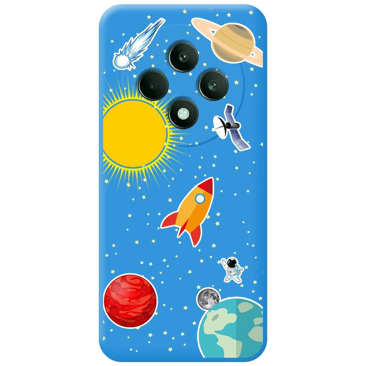 Funda Silicona Líquida Azul para Oppo Reno 12F 4G / 12 F 5G diseño Espacio Dibujos