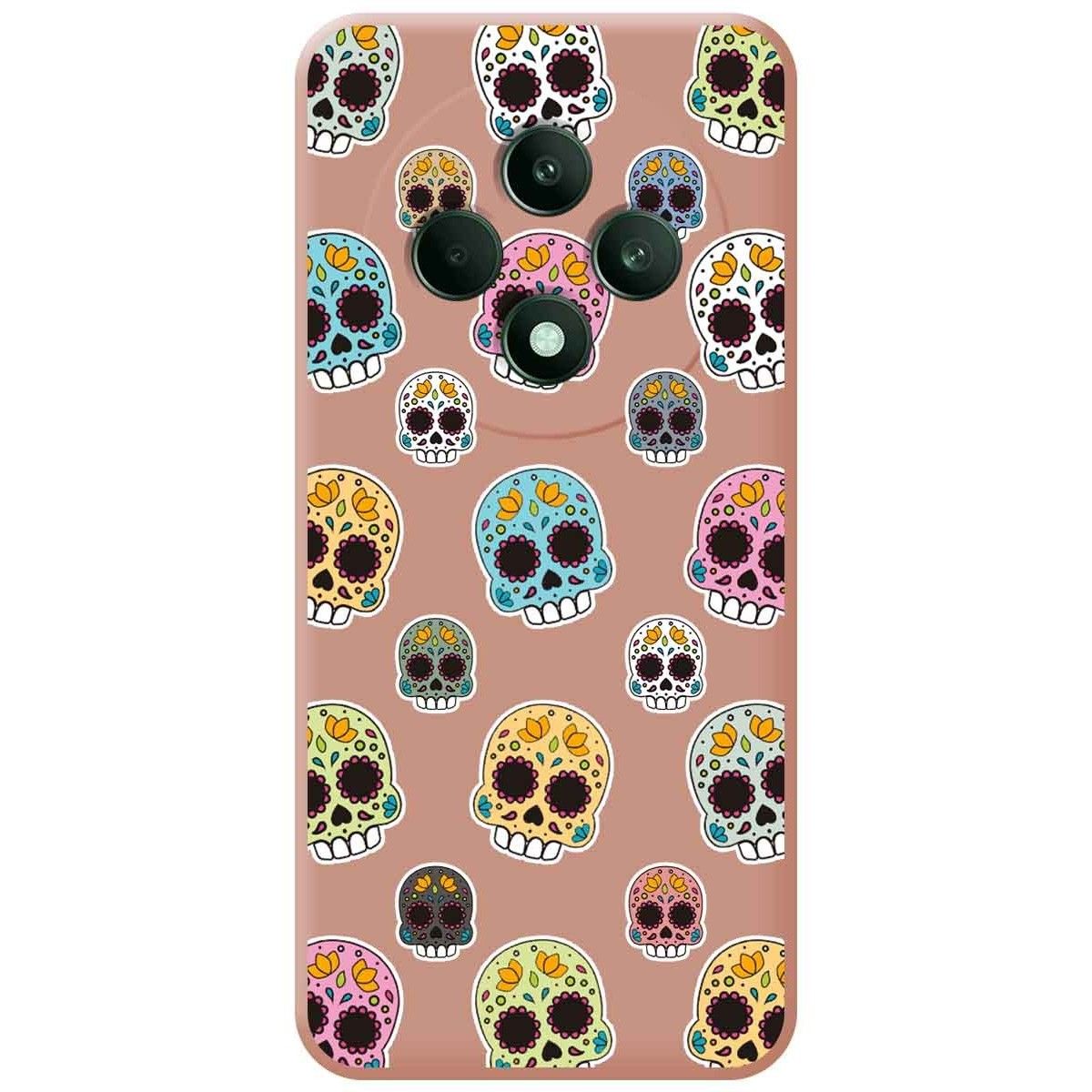 Funda Silicona Líquida Rosa para Oppo Reno 12F 4G / 12 F 5G diseño Catrina Dibujos