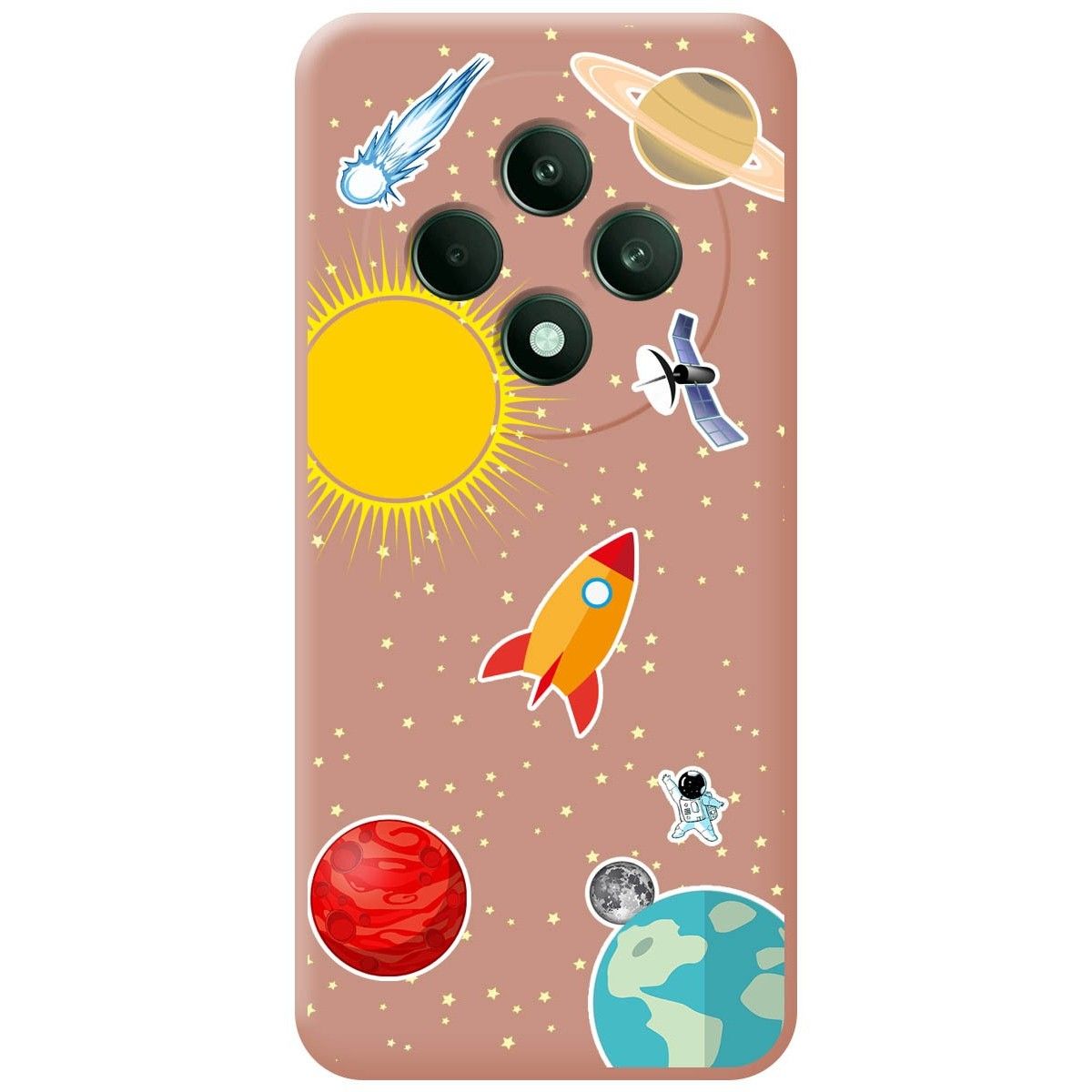 Funda Silicona Líquida Rosa para Oppo Reno 12F 4G / 12 F 5G diseño Espacio Dibujos