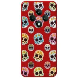 Funda Silicona Líquida Roja para Oppo Reno 12F 4G / 12 F 5G diseño Catrina Dibujos