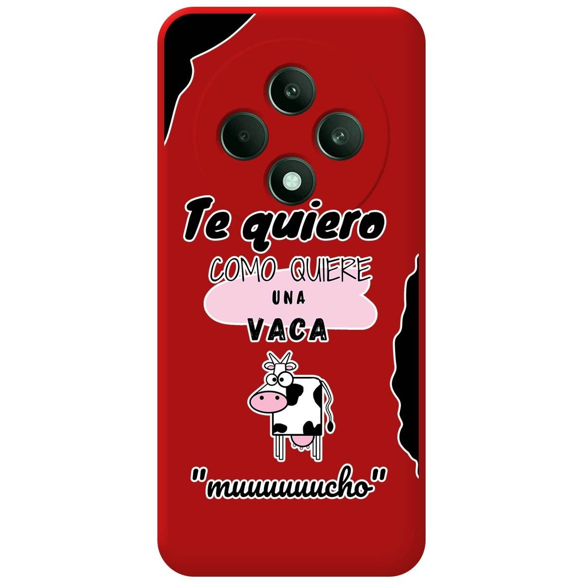 Funda Silicona Líquida Roja para Oppo Reno 12F 4G / 12 F 5G diseño Vaca Dibujos