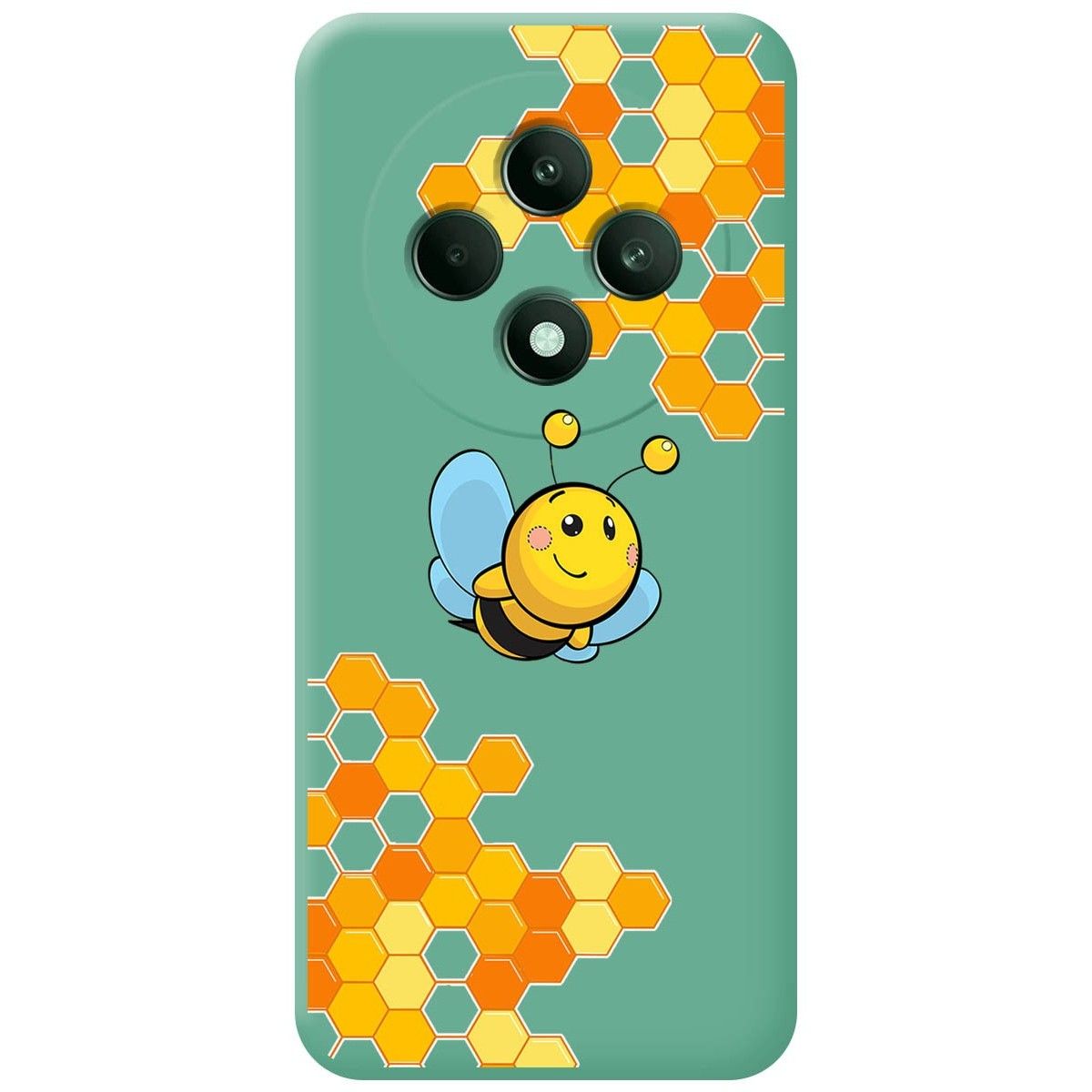 Funda Silicona Líquida Verde para Oppo Reno 12F 4G / 12 F 5G diseño Abeja Dibujos