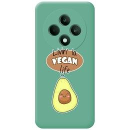 Funda Silicona Líquida Verde para Oppo Reno 12F 4G / 12 F 5G diseño Vegan Life Dibujos