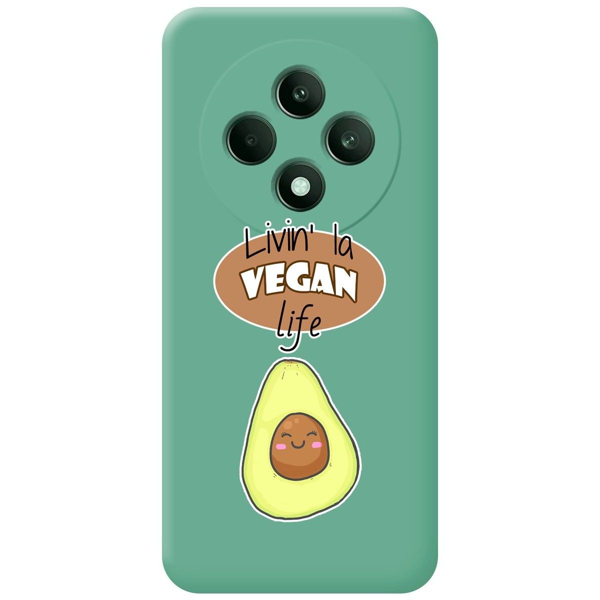 Funda Silicona Líquida Verde para Oppo Reno 12F 4G / 12 F 5G diseño Vegan Life Dibujos