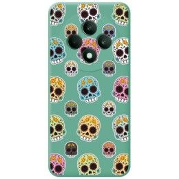 Funda Silicona Líquida Verde para Oppo Reno 12FS 4G / 12 FS 5G diseño Catrina Dibujos