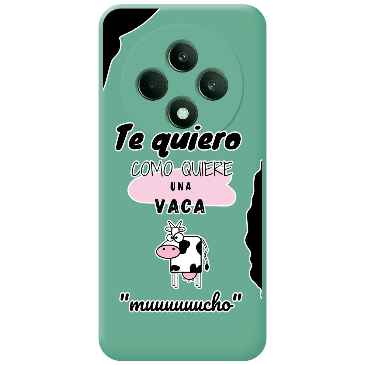 Funda Silicona Líquida Verde para Oppo Reno 12FS 4G / 12 FS 5G diseño Vaca Dibujos