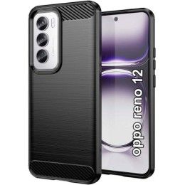 Funda Gel Tpu Tipo Carbon Negra para Oppo Reno 12 5G