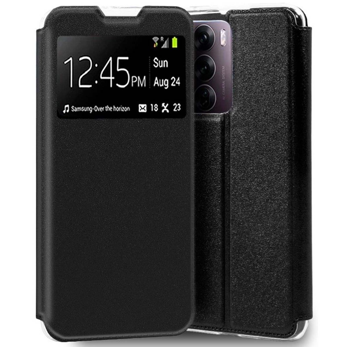 Funda Libro Soporte con Ventana para Oppo Reno 12 Pro 5G color Negra