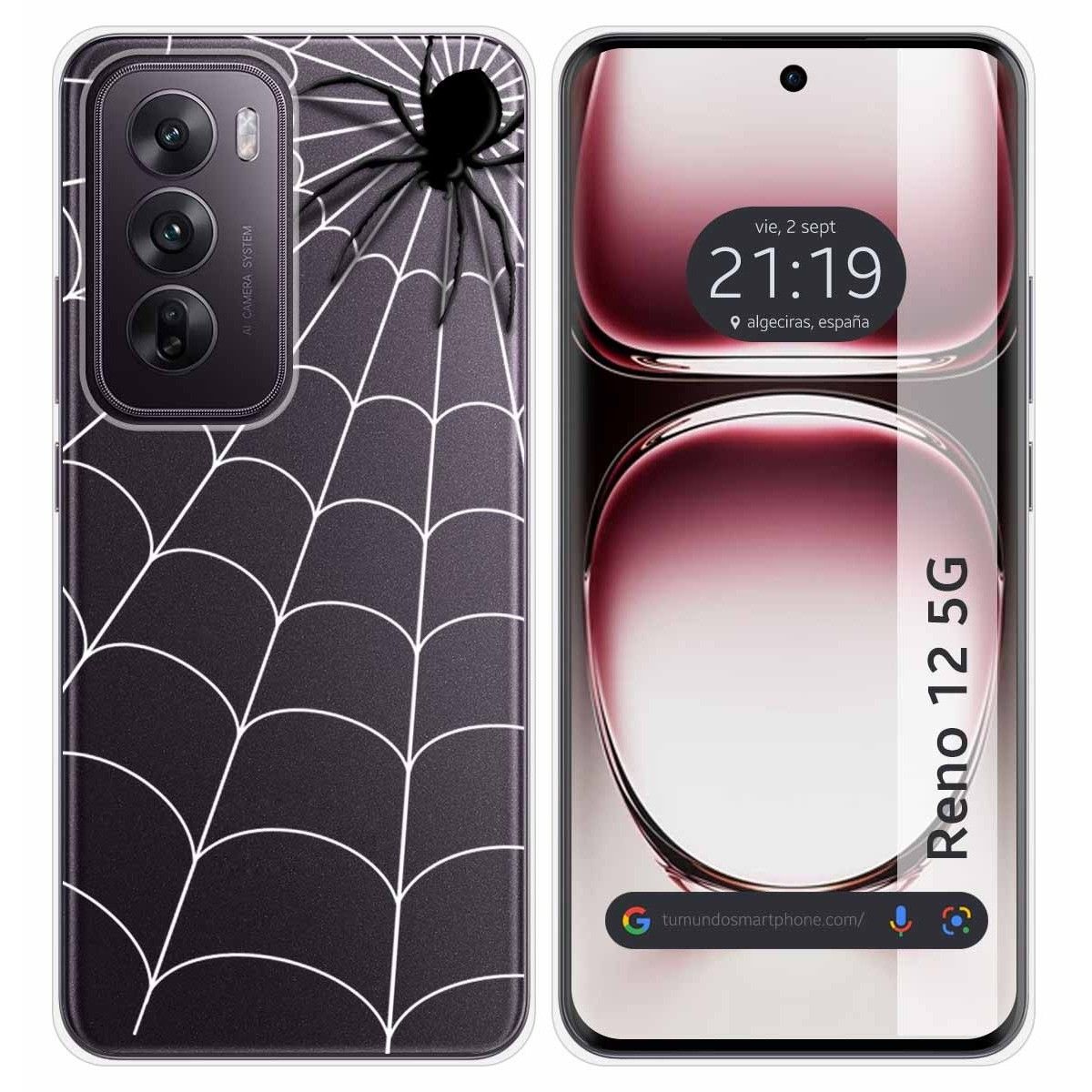 Funda Silicona Transparente para Oppo Reno 12 5G diseño Araña Dibujos