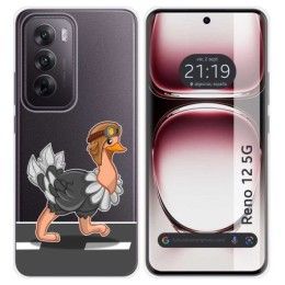 Funda Silicona Transparente para Oppo Reno 12 5G diseño Avestruz Dibujos