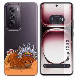 Funda Silicona Transparente para Oppo Reno 12 5G diseño Bufalo Dibujos