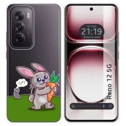 Funda Silicona Transparente para Oppo Reno 12 5G diseño Conejo Dibujos