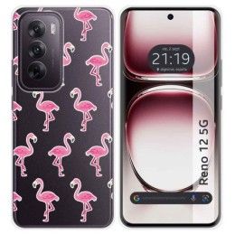 Funda Silicona Transparente para Oppo Reno 12 5G diseño Flamenco Dibujos