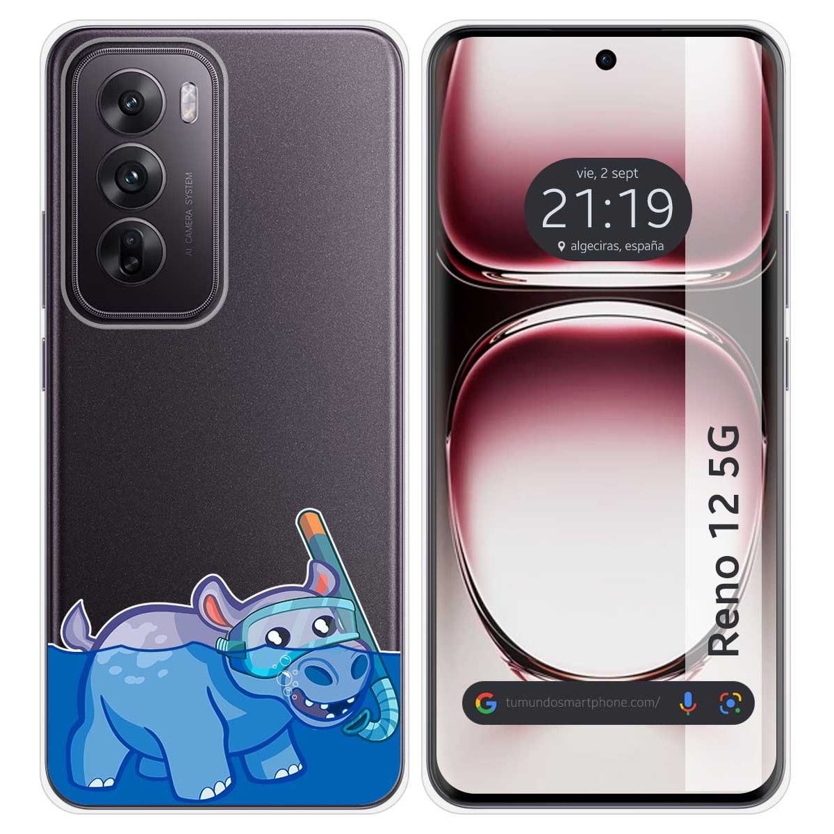 Funda Silicona Transparente para Oppo Reno 12 5G diseño Hipo Dibujos