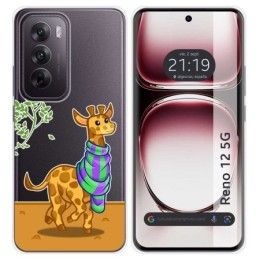 Funda Silicona Transparente para Oppo Reno 12 5G diseño Jirafa Dibujos