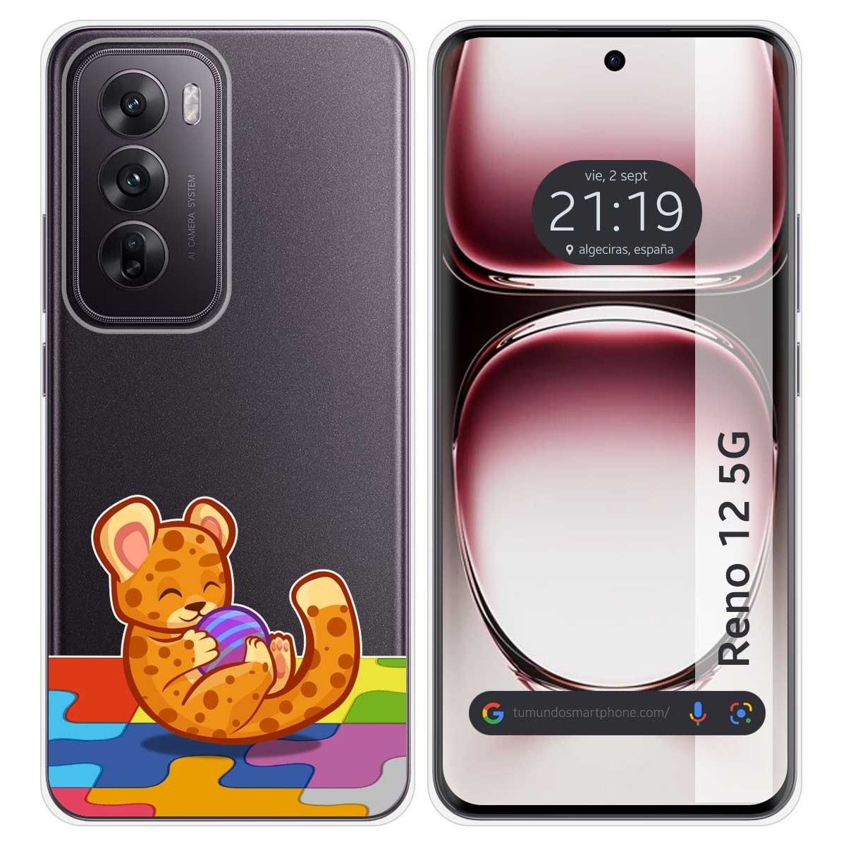 Funda Silicona Transparente para Oppo Reno 12 5G diseño Leopardo Dibujos