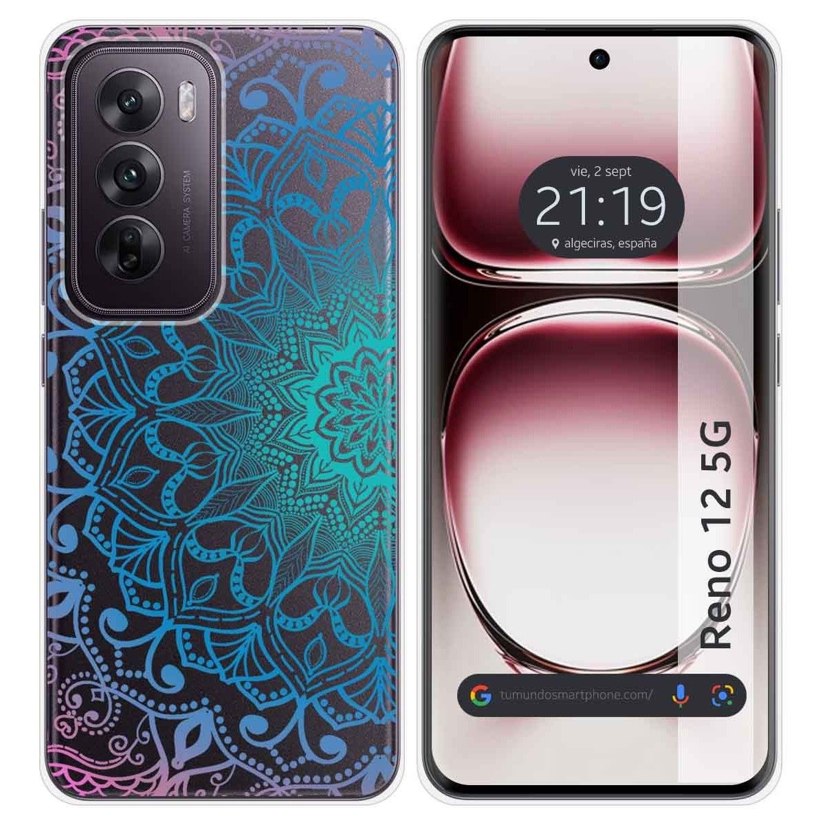 Funda Silicona Transparente para Oppo Reno 12 5G diseño Mandala Dibujos