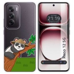 Funda Silicona Transparente para Oppo Reno 12 5G diseño Panda Dibujos