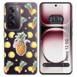 Funda Silicona Transparente para Oppo Reno 12 5G diseño Piña Dibujos