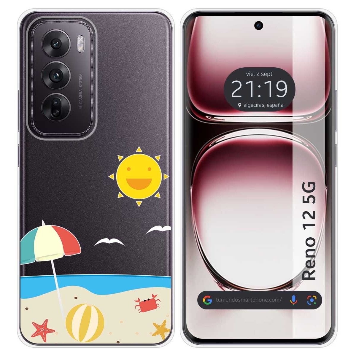 Funda Silicona Transparente para Oppo Reno 12 5G diseño Playa Dibujos