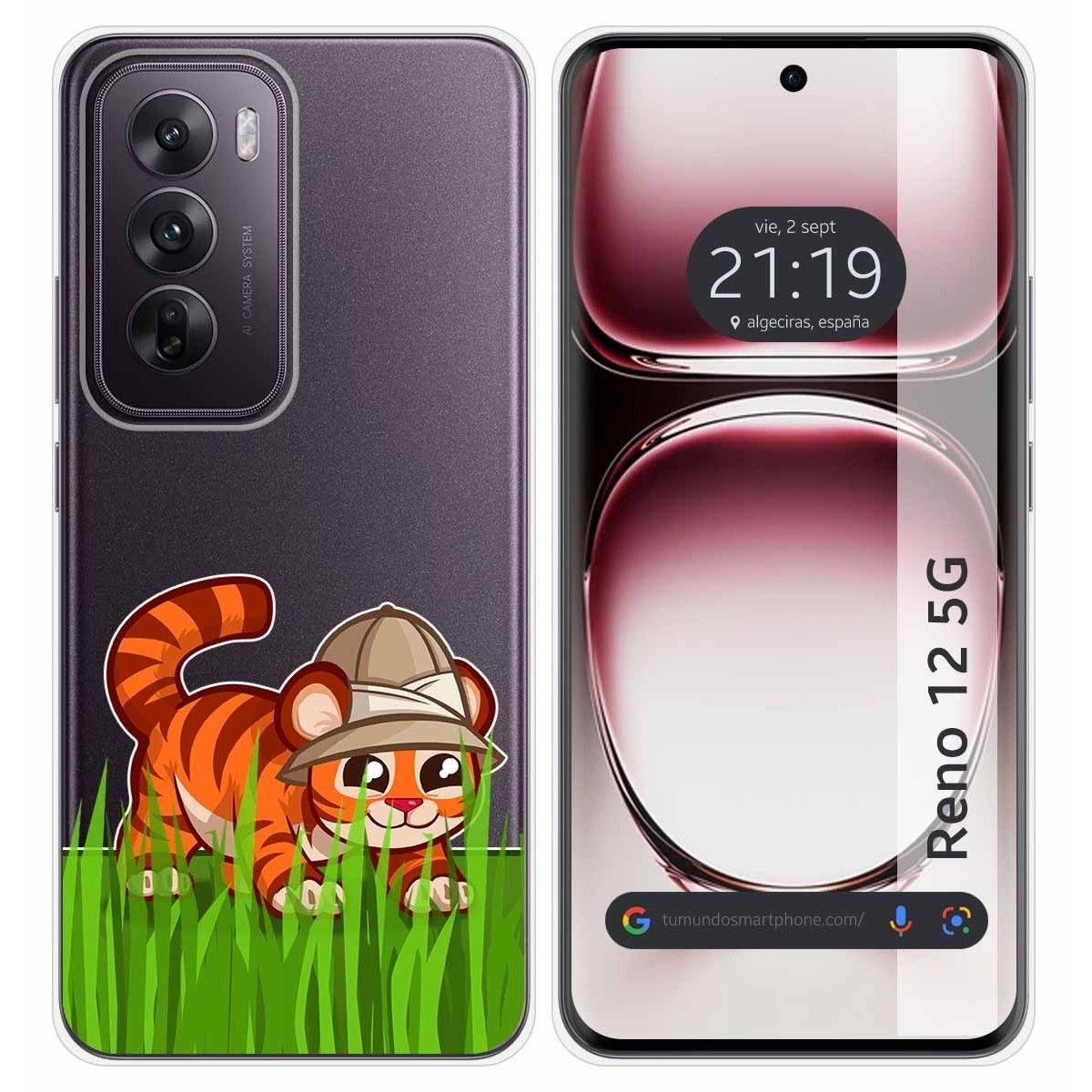 Funda Silicona Transparente para Oppo Reno 12 5G diseño Tigre Dibujos