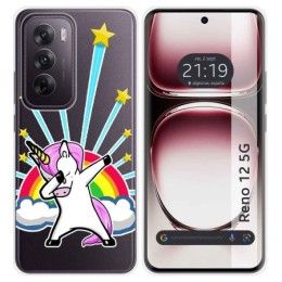 Funda Silicona Transparente para Oppo Reno 12 5G diseño Unicornio Dibujos