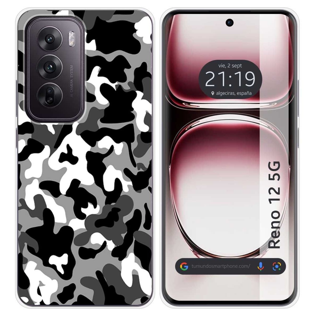 Funda Silicona para Oppo Reno 12 5G diseño Snow Camuflaje Dibujos