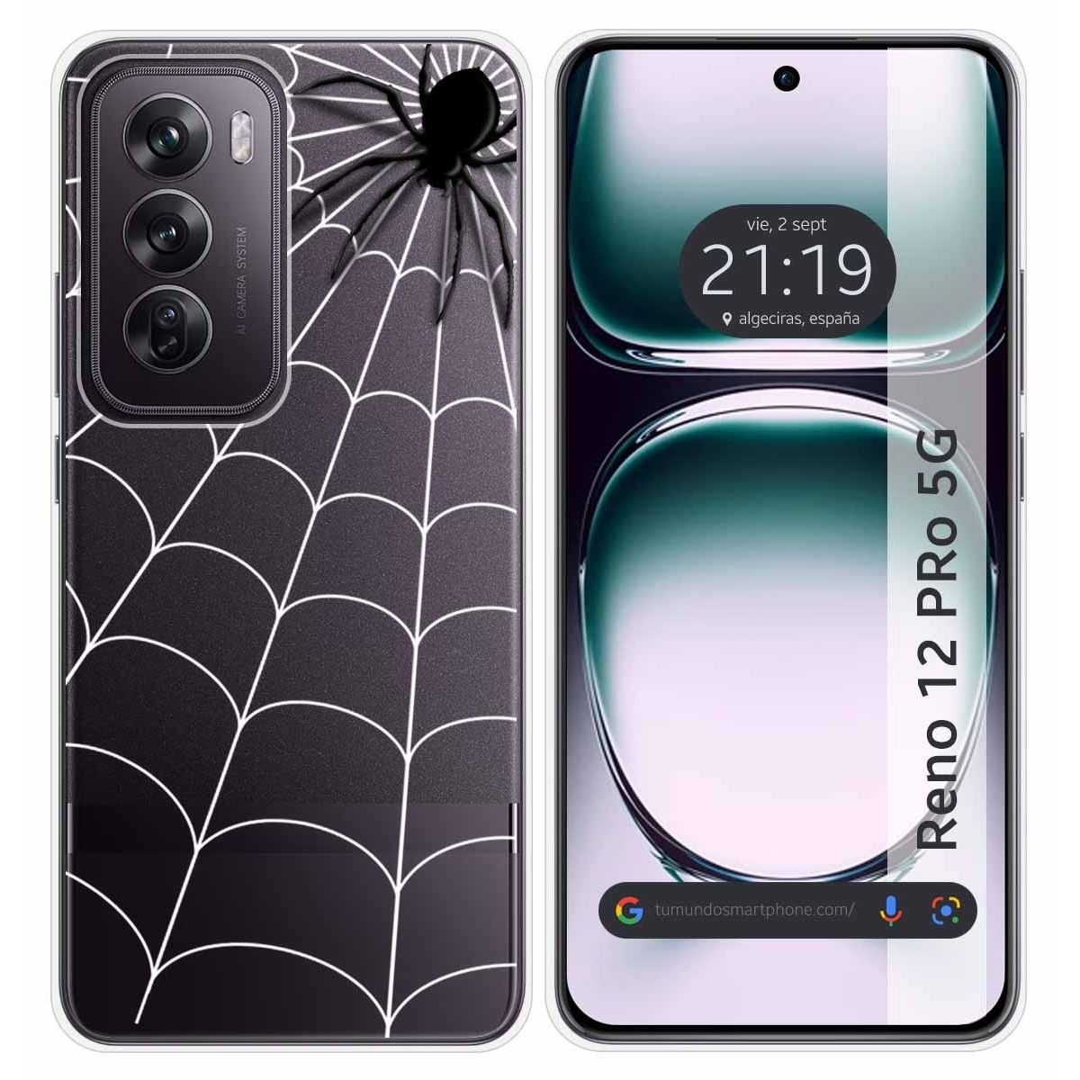 Funda Silicona Transparente para Oppo Reno 12 Pro 5G diseño Araña Dibujos