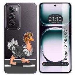 Funda Silicona Transparente para Oppo Reno 12 Pro 5G diseño Avestruz Dibujos