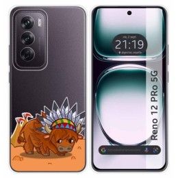 Funda Silicona Transparente para Oppo Reno 12 Pro 5G diseño Bufalo Dibujos