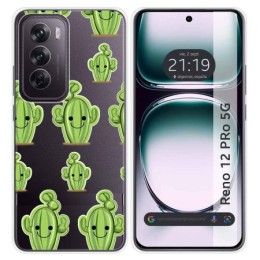 Funda Silicona Transparente para Oppo Reno 12 Pro 5G diseño Cactus Dibujos