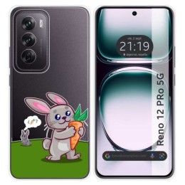 Funda Silicona Transparente para Oppo Reno 12 Pro 5G diseño Conejo Dibujos