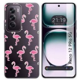 Funda Silicona Transparente para Oppo Reno 12 Pro 5G diseño Flamenco Dibujos