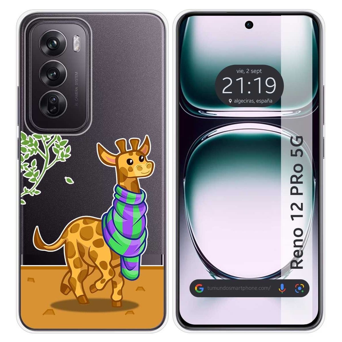 Funda Silicona Transparente para Oppo Reno 12 Pro 5G diseño Jirafa Dibujos