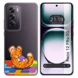 Funda Silicona Transparente para Oppo Reno 12 Pro 5G diseño Leopardo Dibujos