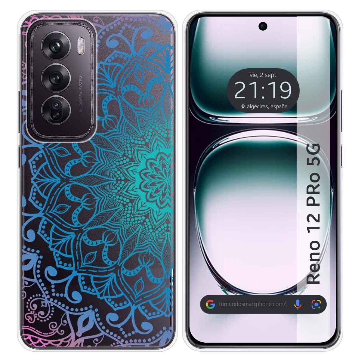 Funda Silicona Transparente para Oppo Reno 12 Pro 5G diseño Mandala Dibujos