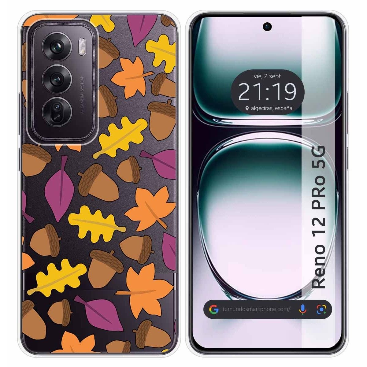 Funda Silicona Transparente para Oppo Reno 12 Pro 5G diseño Otoño Dibujos